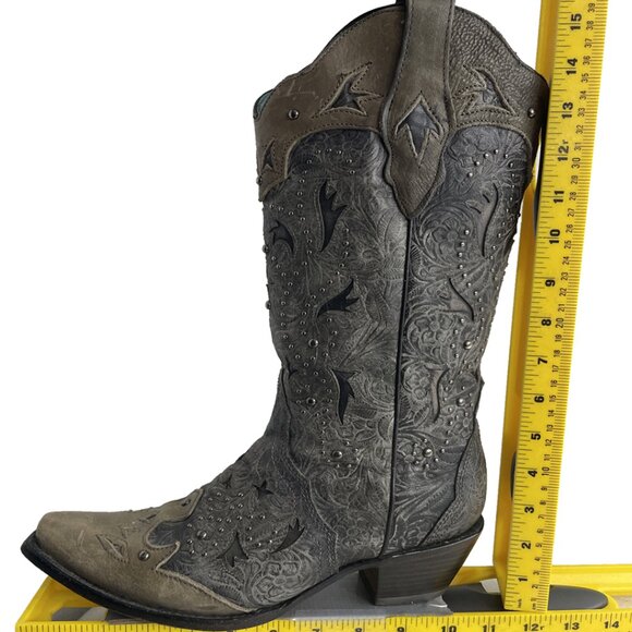 Corral Leather Studded Western Cowgirl Cowboy Snip Toe Boots Women's 9 M - Picture 12 of 15